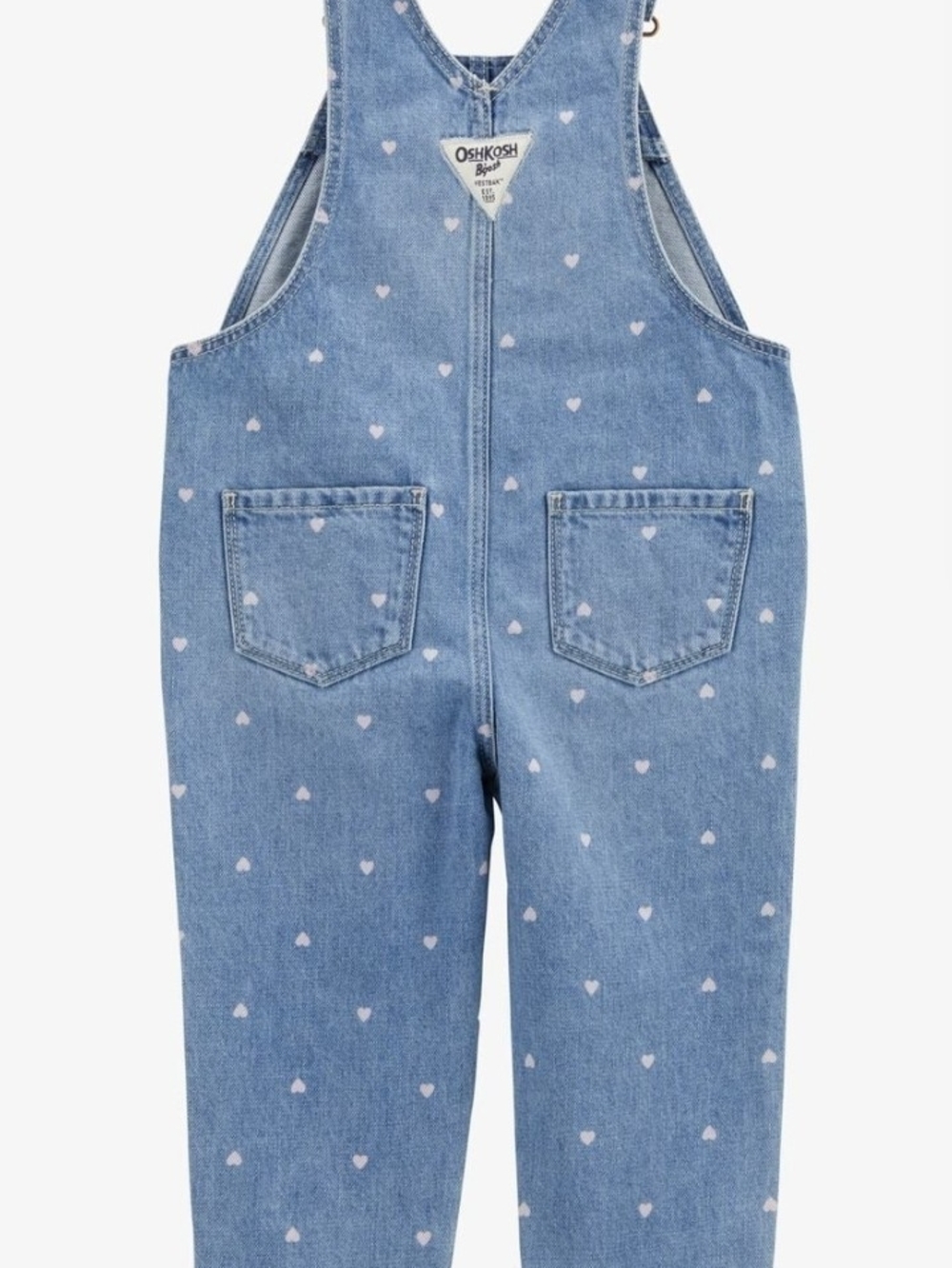 OshKosh B'gosh Light Blue Denim Overalls with Heart Bib - Picture 2 of 7